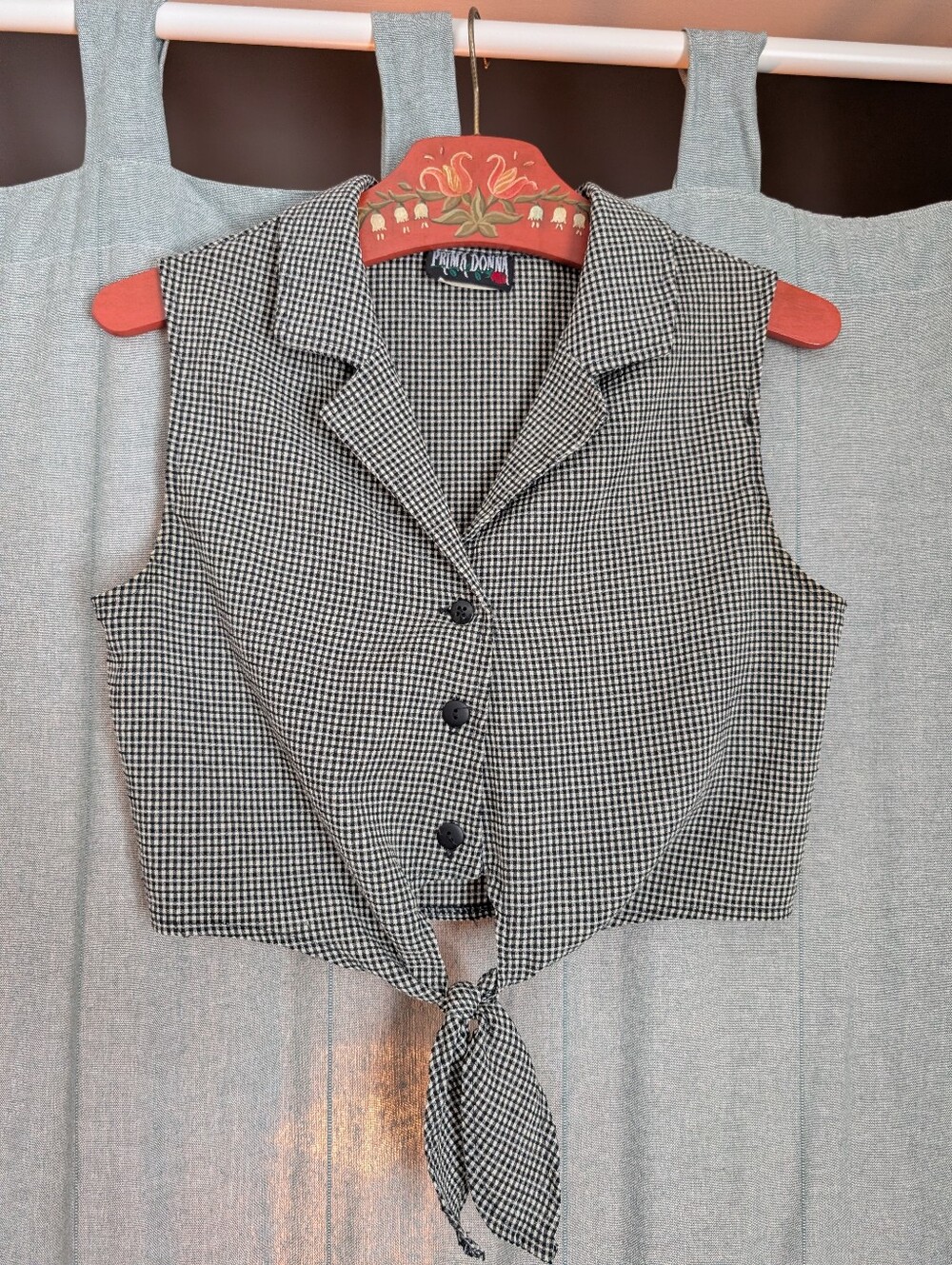 Black & White Gingham Tie-Front Vest